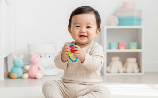 아이의 성장을 상징하는 어린이가 팔을 들어 올린 모습