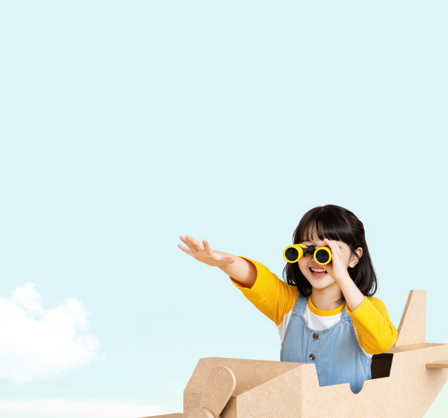 망원경을 보고있는 여아